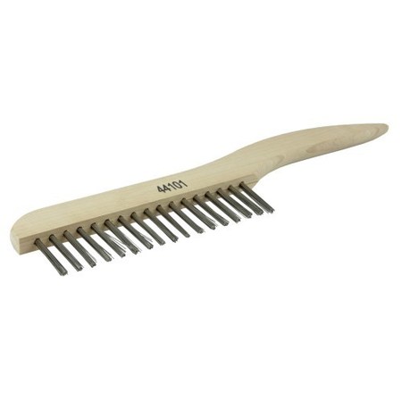 Weiler Hand Wire Scratch Brush, .012 Fill, Shoe Handle, 1 x 17 Rows 44101